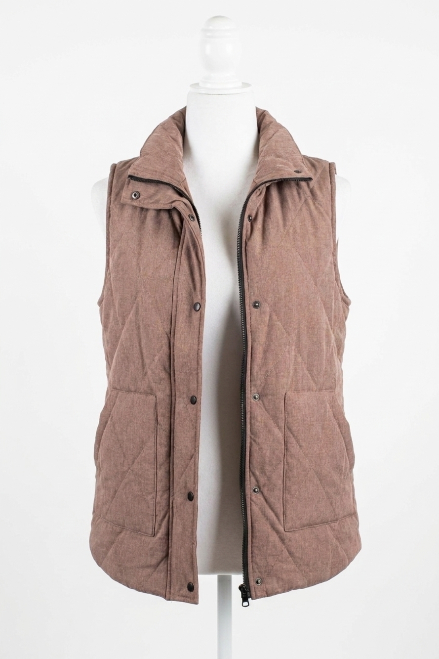 NEW MICHELLE MAE remy zip up vest in chestnut